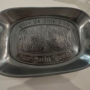 Vintage Pewter Duratale By Leonard Bread Tray Pewter Give Us This Day Italy 1970